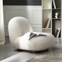 Drew Lazy Sofa Living Room Lamb Suede White Fat Living Room Leisure Chair Red Little Small Sofa
