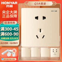 Hon Goose Switch Socket Panel Porous 86 Type home concealed wall open 5-hole socket with switching power supply Q3