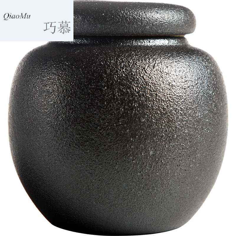 Qiao mu MG mini small seal pot Japanese coarse pottery up ceramic tea caddy fixings warehouse storage of black pottery