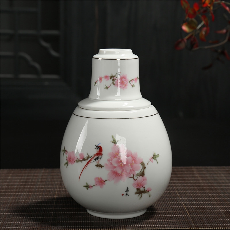 Qiao MuWen wine wine wine hot pot rice wine heater ceramic household of Chinese style liquor wine warm wine bottle and a half