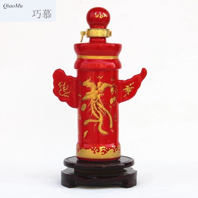 Qiao mu jingdezhen ceramic terms bottle 1 catty longfeng bottles China wine bottle wedding wine bottle 1 catty