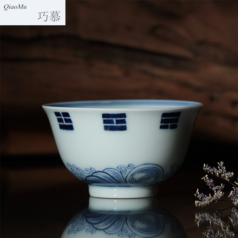 Qiao mu JYD kangxi porcelain gossip tattoo cup jingdezhen archaize manual sample tea cup ceramic tea set kunfu tea