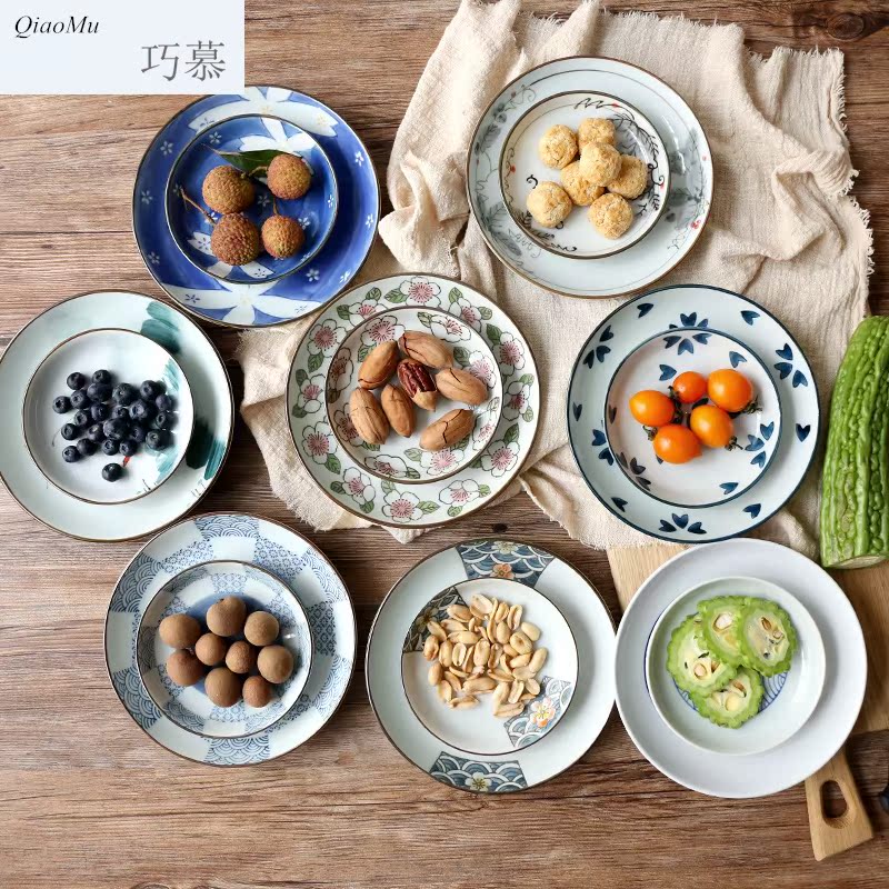 Qiao mu breakfast tray and wind under glaze color porcelain plate sushi plate cake dab of disc fruit bowl bowl dishes taste