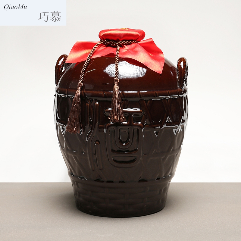 Qiao mu package mail ceramic jars archaize home wine bottle seal save wine 10 jins to classical SanJiu it wine