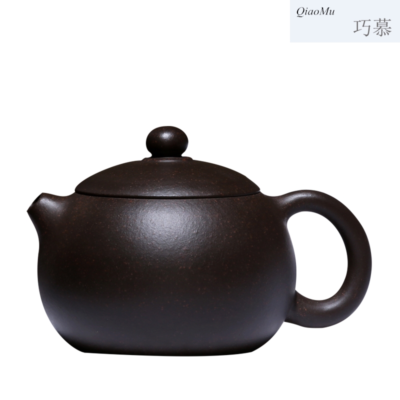 Qiao mu, yixing it pure manual sand teapot tea black blood small xi shi pot sketch sand pot of black blood