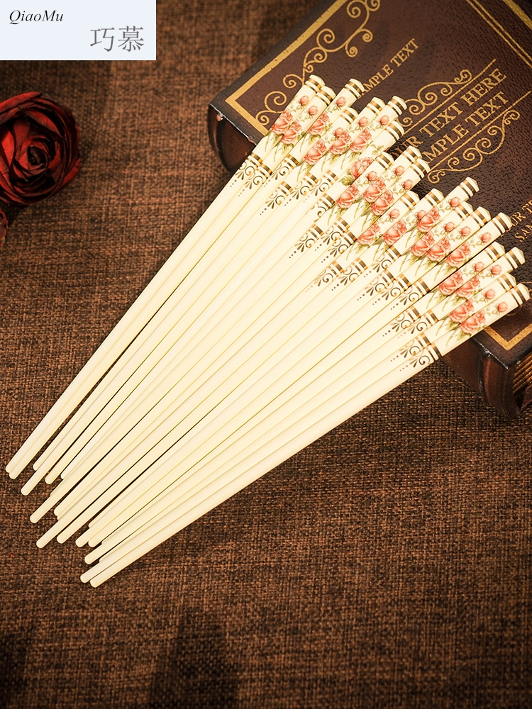 Qiao mu European - style suits for domestic ivory yellow ipads porcelain ceramic 10 pairs of chopsticks family wedding gift for the gift