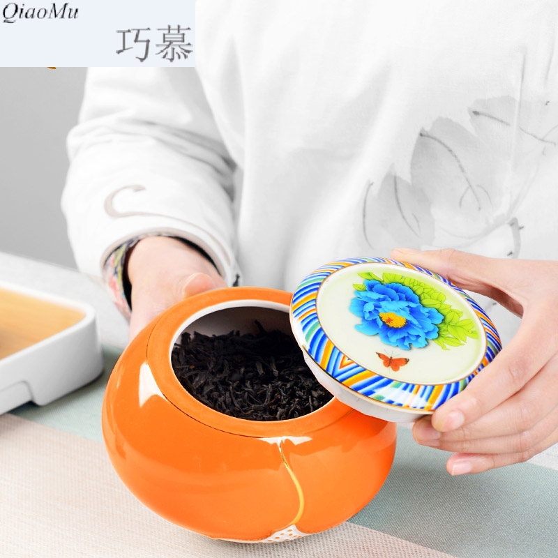 Qiao mu tea pot seal pot of tea packaging large household ceramics pu 'er tea barrel candy food can