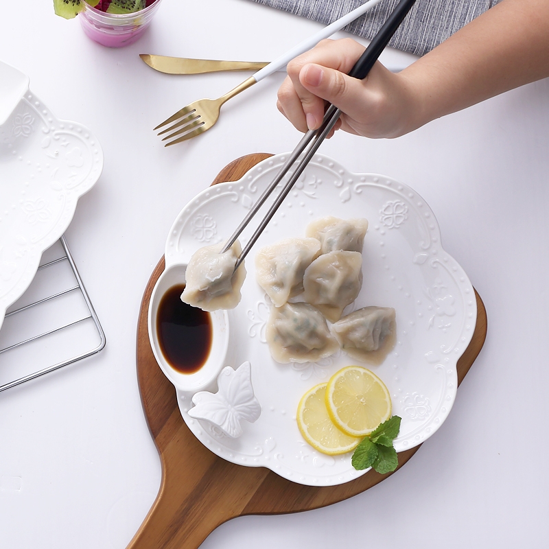 Qiao mu WLS household dumpling dribbling vinegar disc ceramic dumpling dish creative cooking dishes plate of Japanese small breakfast