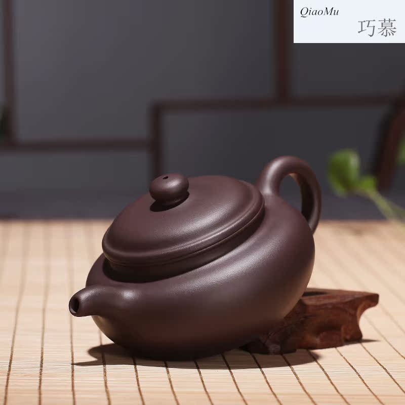 Qiao mu, yixing it antique pot of run of mine ore purple clay by pure manual teapot kung fu tea set