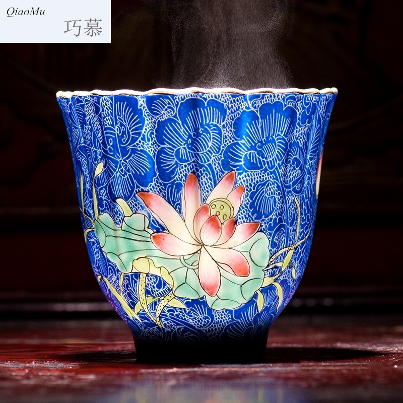 Qiao mu JYD jingdezhen ceramics tea cup bowl grilled pastel flower sample tea cup master single cup drawing work
