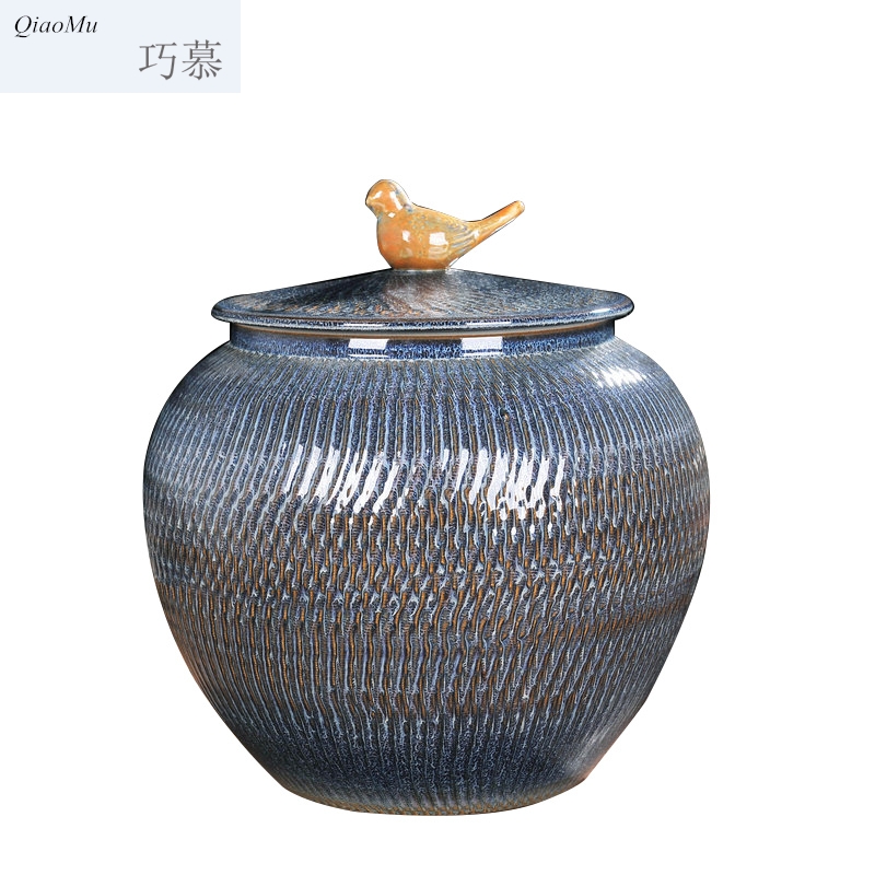 Qiao mu jingdezhen ceramic ricer box meter box storage barrel 25 kg to 10 kg kitchen receive storage cylinder tank