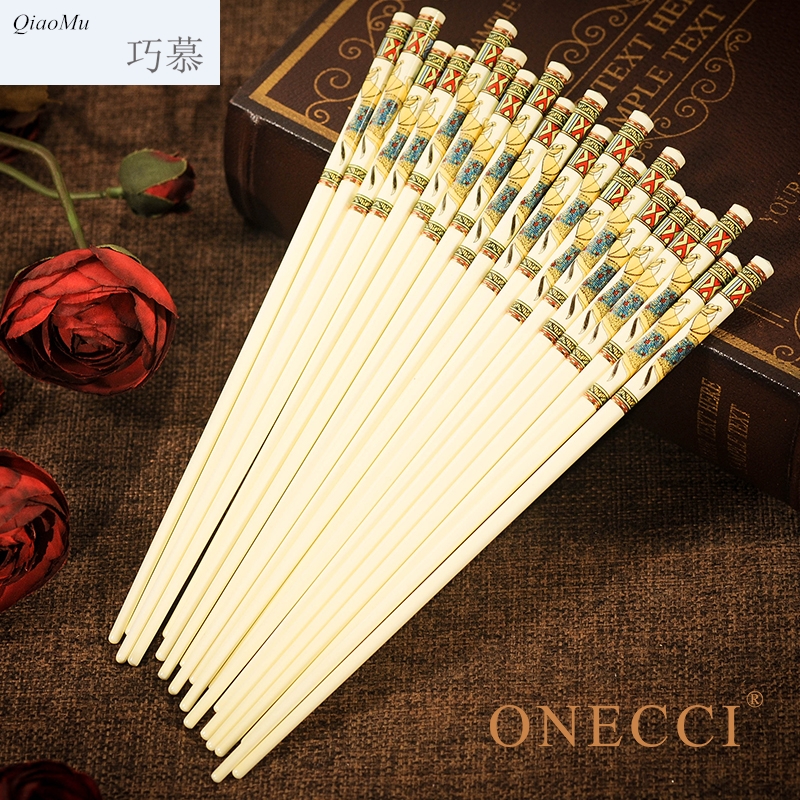 Qiao mu suit household European charger ivory yellow ipads porcelain ceramic chopsticks 10 pairs of family Qiao longed for a wedding gift