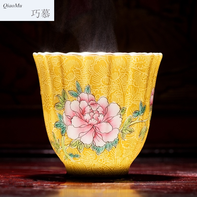 Qiao mu JYD jingdezhen ceramics tea cup bowl grilled pastel flower sample tea cup master single cup drawing work