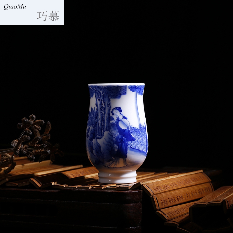 Qiao mu Zhen Huan the twelve beauties of blue and white set of CPU full checking porcelain wedding gift sample tea cup fragrance - smelling cup