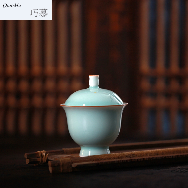 Qiao mu longquan celadon stew pot cup sea cucumber cup with cover bird 's nest shark' s fin cup sweet hotel set up a stew of ceramics