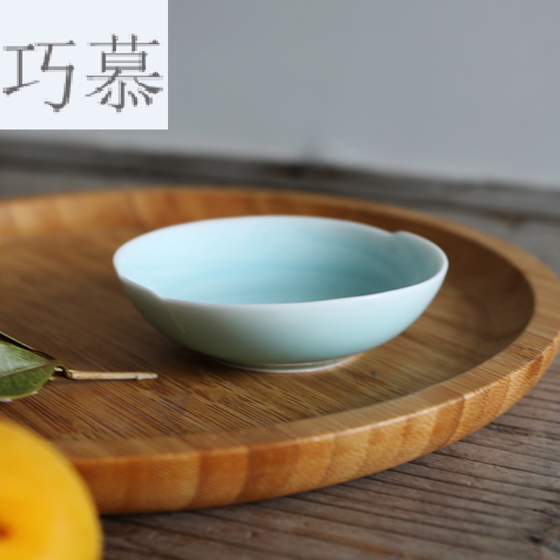 Qiao mu QOJ longquan celadon dip disc home 3.5 inch creative little vinegar dish flavor dish of soy sauce dish of Chinese ceramics
