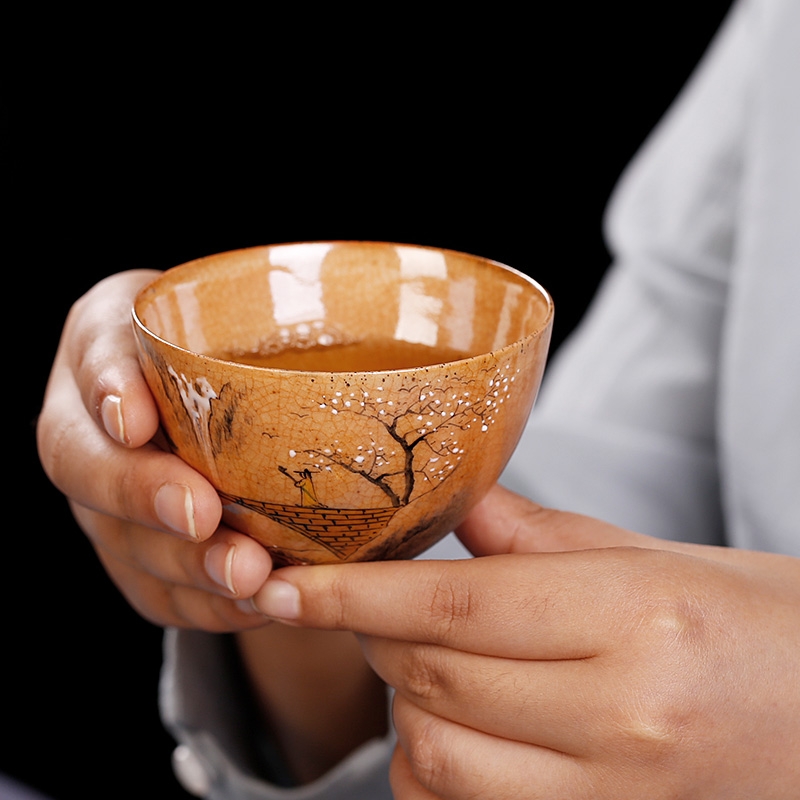 Qiao mu PMZ jingdezhen checking sample tea cup ice to crack open a piece of kung fu tea ceramic cups, hand - made small single