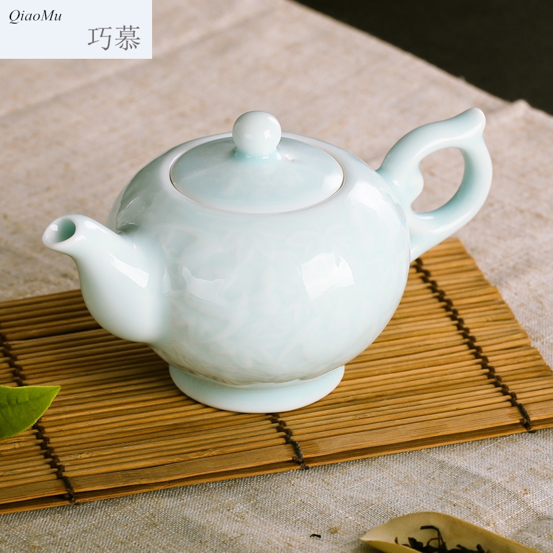 Qiao mu JYD longquan celadon shadow teapot jingdezhen ceramic tea set porcelain of a complete set of kung fu tea by hand