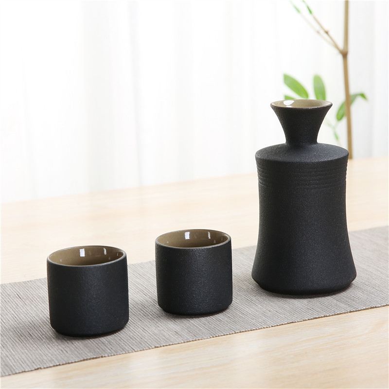 Qiao mu ceramic temperature wine pot black he its drank wine suits for coarse pottery wine glass with points a small handleless wine cup small household porcelain