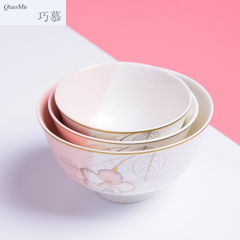 Qiao mu Japanese household ceramic bowl dishes suit creative contracted combination plate eat bowl soup bowl