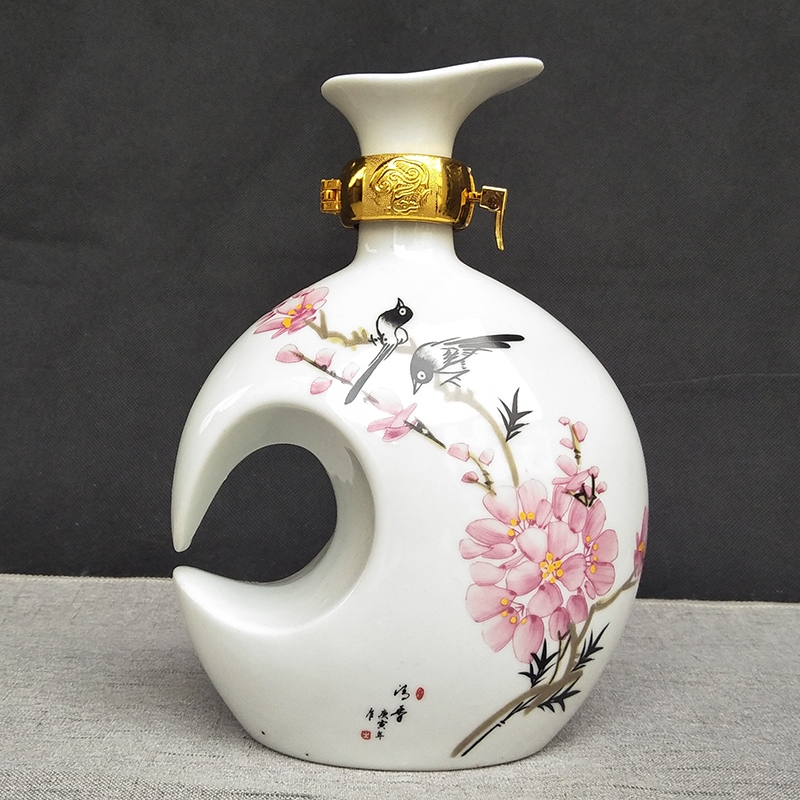 Qiao mu jingdezhen household ceramics hip flask container seal empty wine bottle wine wine wine jar 1 catty a kilo