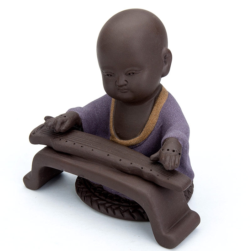 Qiao MuQin chess calligraphy and painting pet furnishing articles, the young monk violet arenaceous tea pet color sand ceramic tea pet manually tea accessories