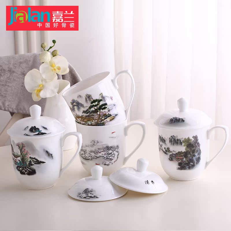 Qiao mu ceramic cups with cover cup cup household glass office and hotel conference room make tea cup logo