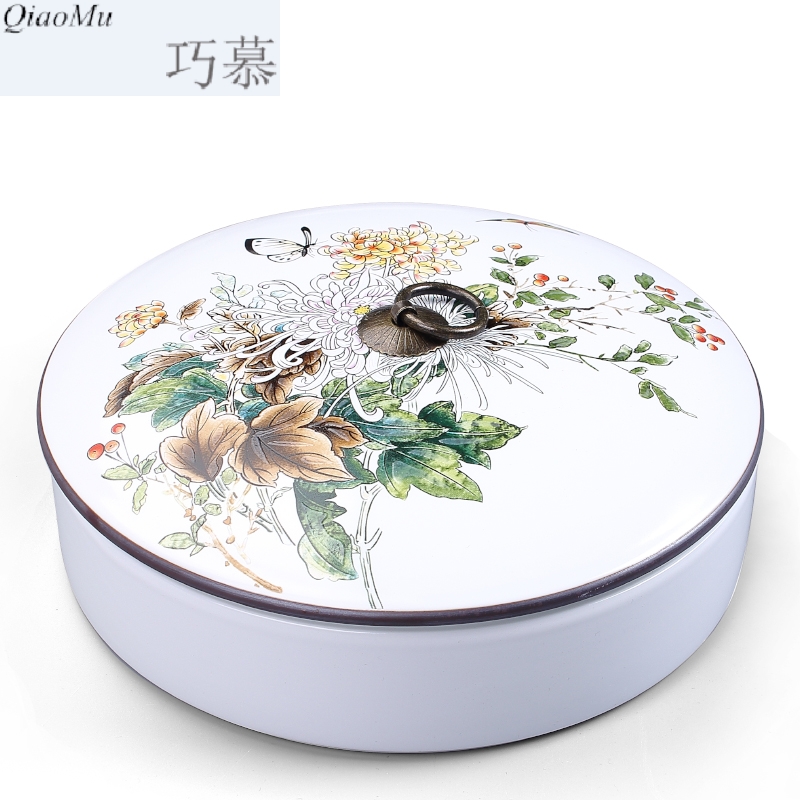 Qiao mu ceramic tea box of white tea is tea cake tin box packing box size seven loaves pu 'er tea pot