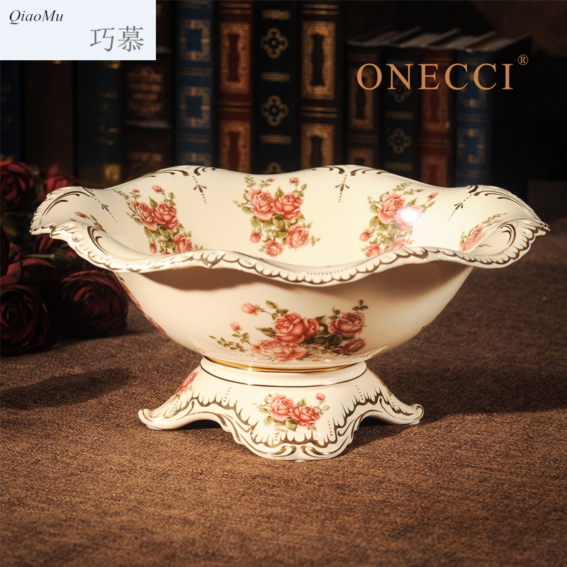 Qiao mu ou compote restoring ancient ways is the living room large fruit basin ceramic fruit bowl suit creative home furnishing articles fruit bowl