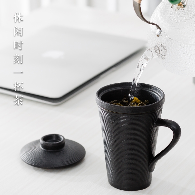 Qiao mu RanJing creative ceramic cups home office keller Japanese contracted with cover filter tea cups