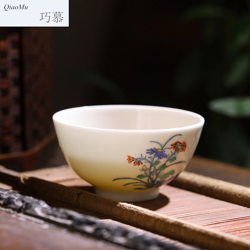 Qiao mu JYD archaize of jingdezhen blue and white stones fight yongzheng by grain to use hand made sample tea cup ceramic tea set