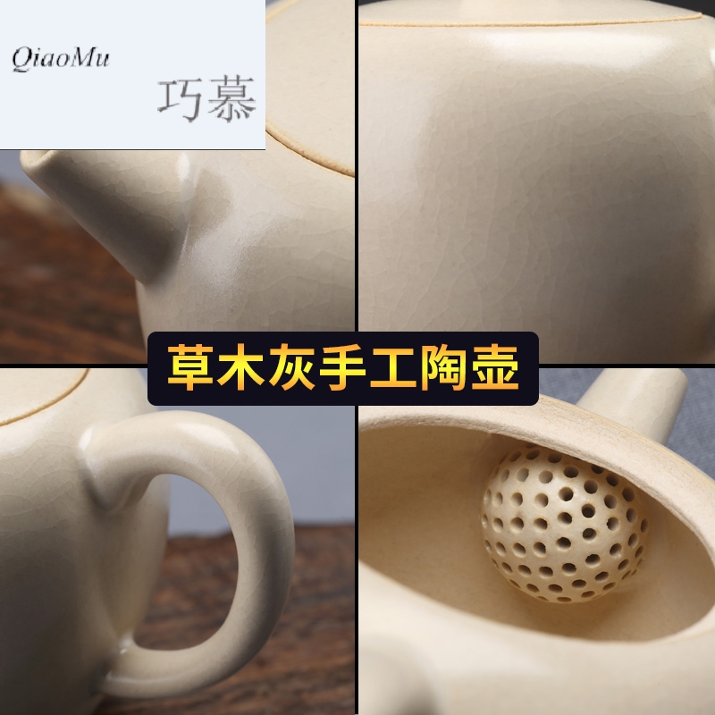 Qiao mu jingdezhen TaoMingTang checking ceramic POTS ceramic white mud small single pot of kung fu tea pot individual household mercifully