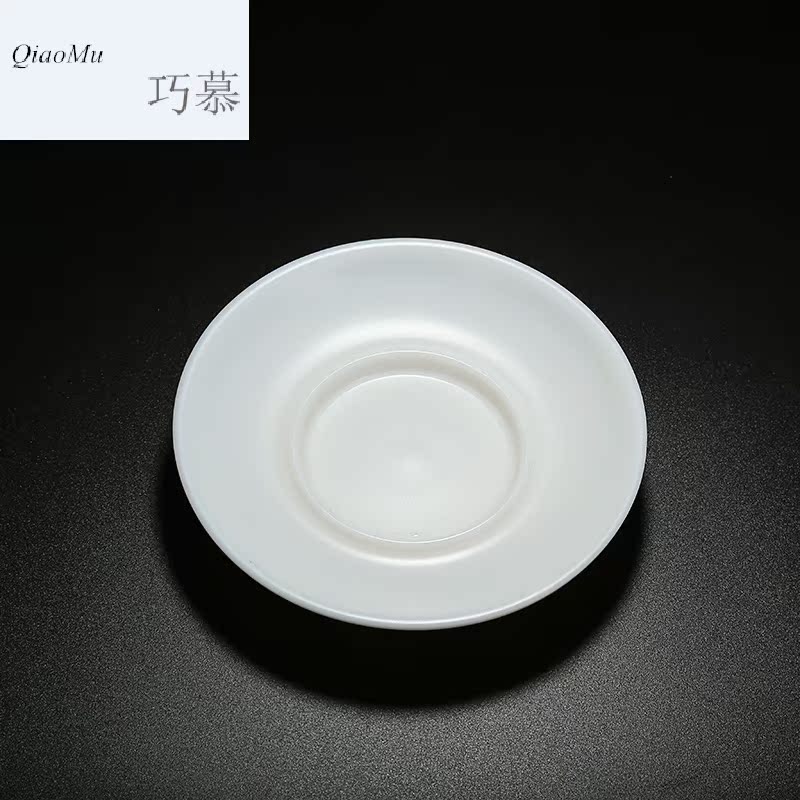 Qiao mu dehua white porcelain only three tureen tea sets jade porcelain tea light ceramic process large kung fu tea pu cover