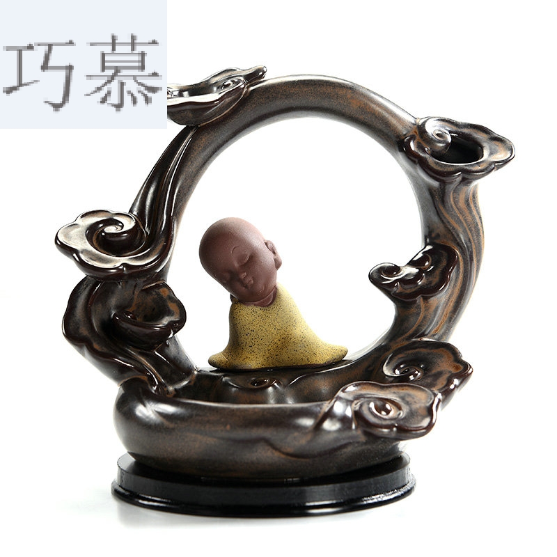 Qiao mu back censer ceramic antique lotus creative tea line present household ornamental zen censer furnishing articles