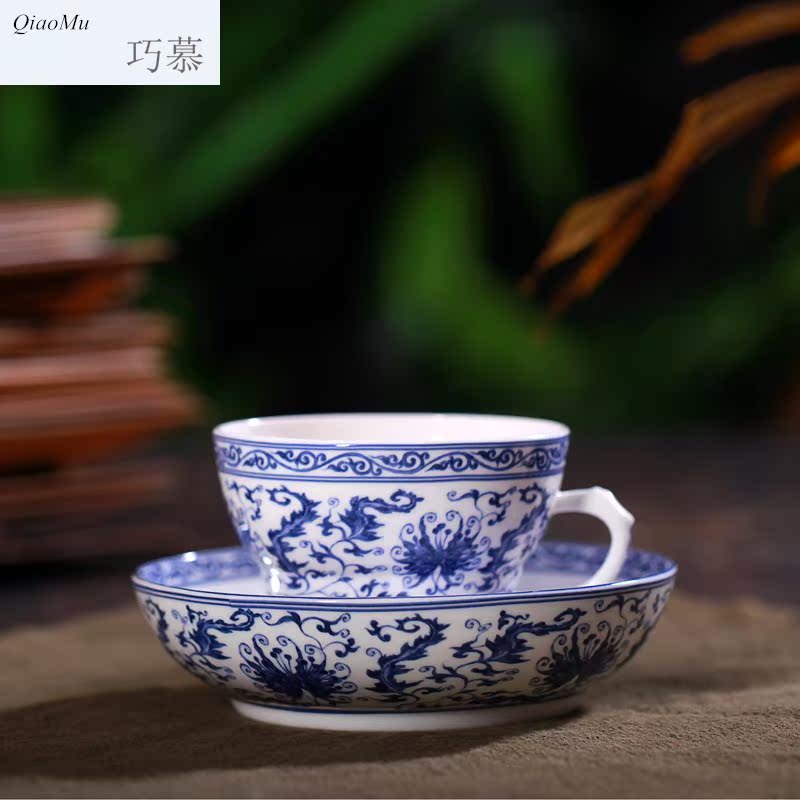 Qiao mu jingdezhen porcelain in the Ming and the qing dynasties 】 【 antique blue and white porcelain and tea cups kung fu tea bowl is antique