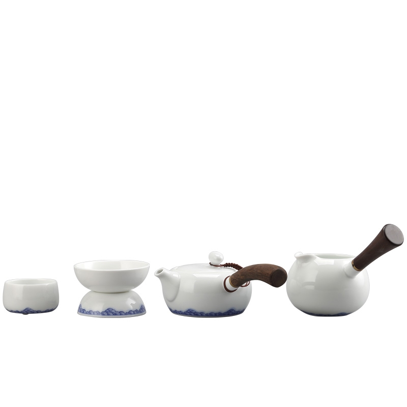 Qiao mu creative side teapot teacup tea household contracted style office ceramic bowl kung fu tea set