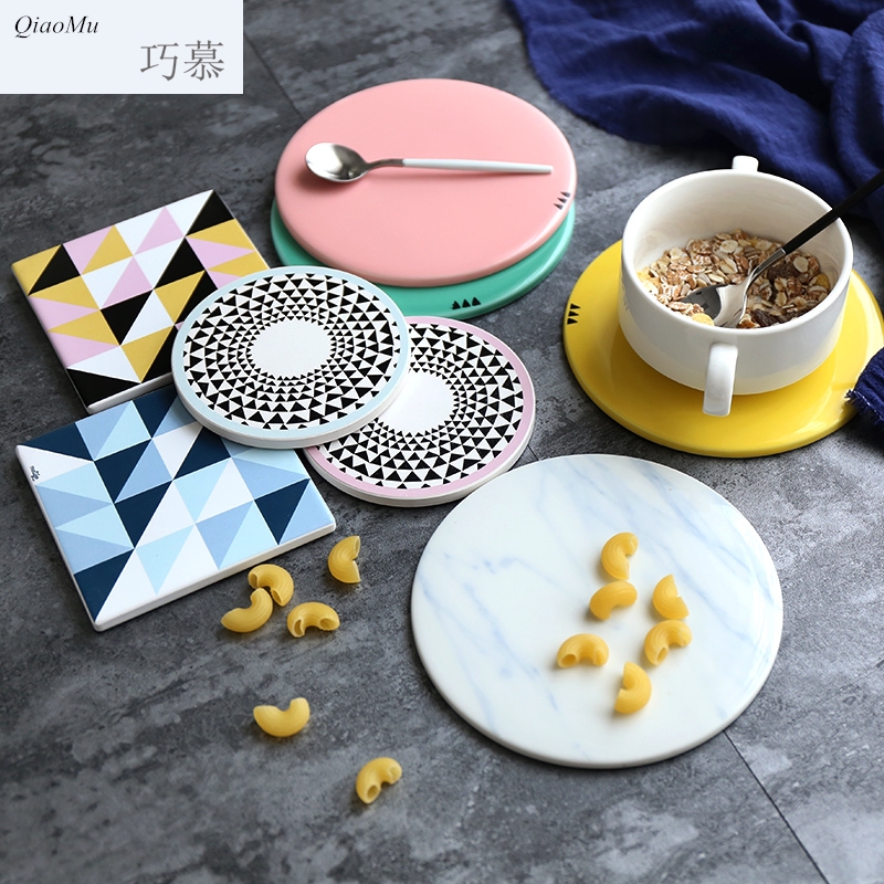 Qiao mu creative Nordic geometric ceramic cup mat waterproof non - slip MATS lawsuits table insulation pad the eat mat table mat