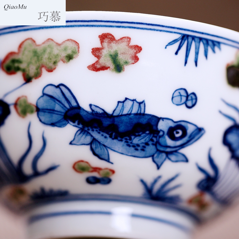 Qiao mu JYD jingdezhen blue and white ceramics youligong hand - made sample tea cup kung fu small tea cup tea cups