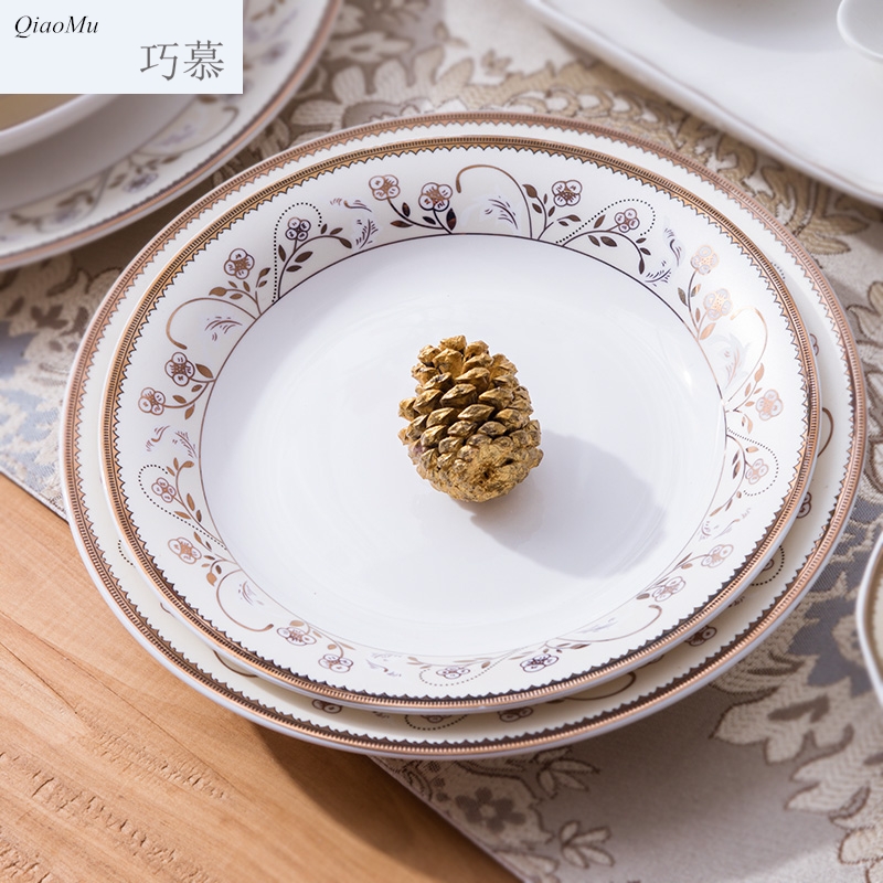 Qiao mu home plate European ceramic plate set four simple combination of Chinese style food dish FanPan tableware