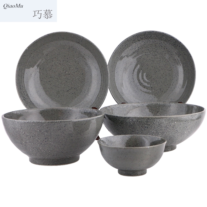 Qiao mu cutlery sets, try dishes suit household ceramic bowl Chinese style of ipads soup bowl bowls plates