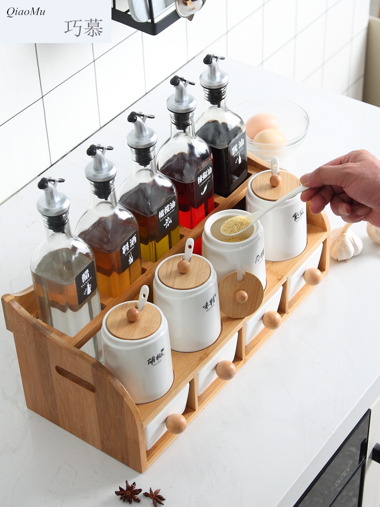 Nordic ceramic kitchen condiment for DHT boxed set opportunely household combination oil bottle seasoning sauce vinegar creative glass bottle