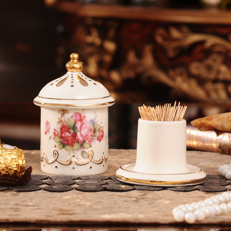 Qiao mu ou toothpicks extinguishers ceramic toothpicks can swab box jewelry creative living room table furnishing articles package mail