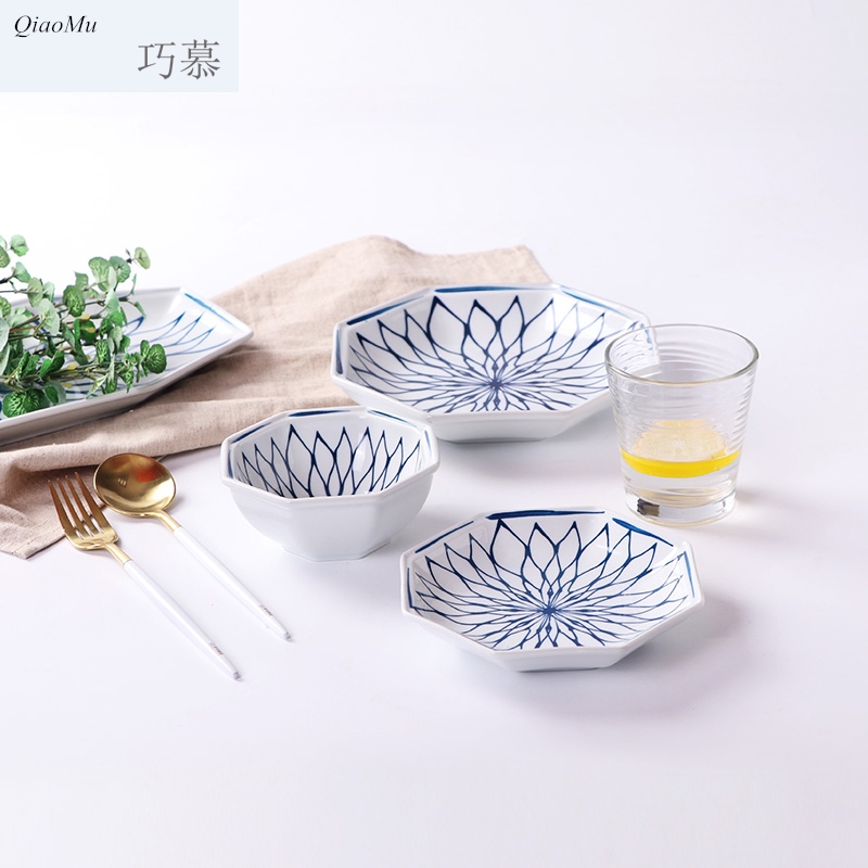 Qiao mu Japanese creativity tableware rectangle plate steak plate retro fruit bowl ceramic dish plate household the rising sun