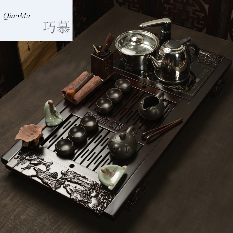 Qiao mu MG violet arenaceous ebony set of tea sets tea tray household celadon your up kungfu induction cooker