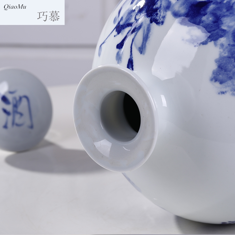 Qiao mu 5/10 blue glaze of jingdezhen ceramic jar jins home wine liquor jar of wine bottle seal