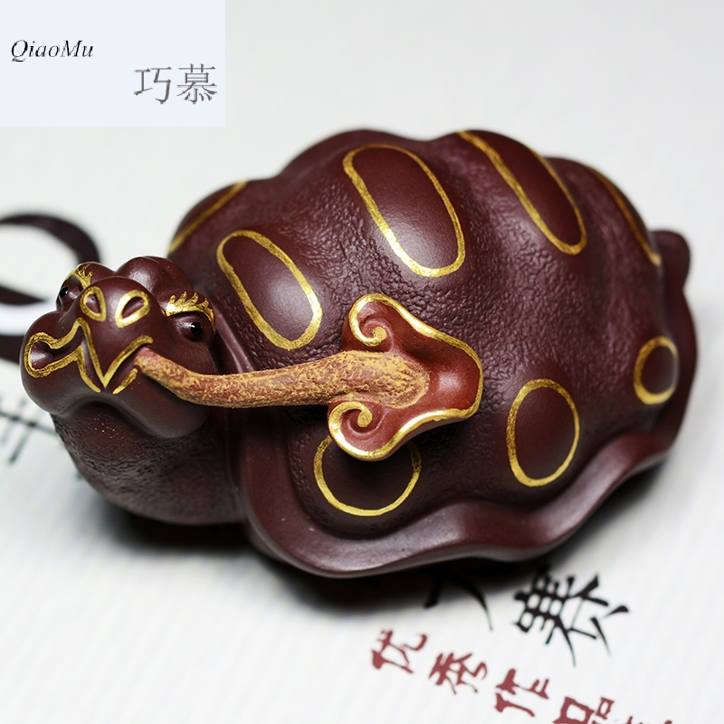 Qiao mu QD yixing purple sand tea pet manual its little tea play see colour turtle ganoderma lucidum longevity turtle tea set in one of hundred