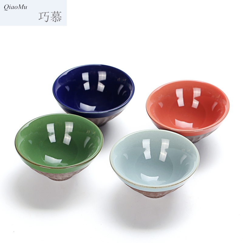 Qiao mu ceramic kung fu tea set move sample tea cup four color hat to a cup of tea cup color master tea cup