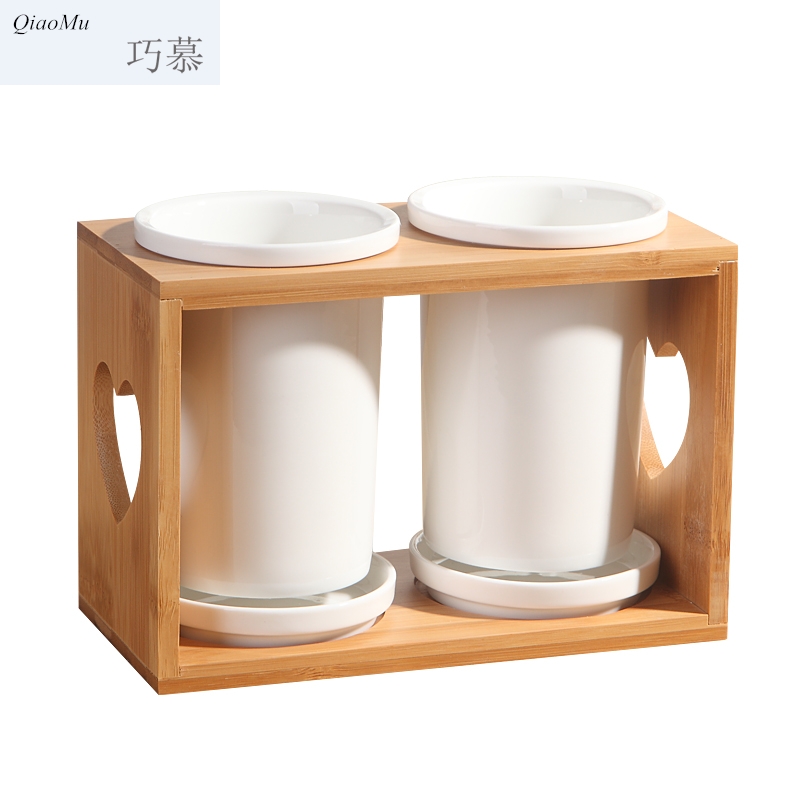 Qiao mu DHT ceramic tube of chopsticks chopsticks box binocular waterlogging under caused by excessive rainfall chopsticks chopsticks box of kitchen utensils receive household