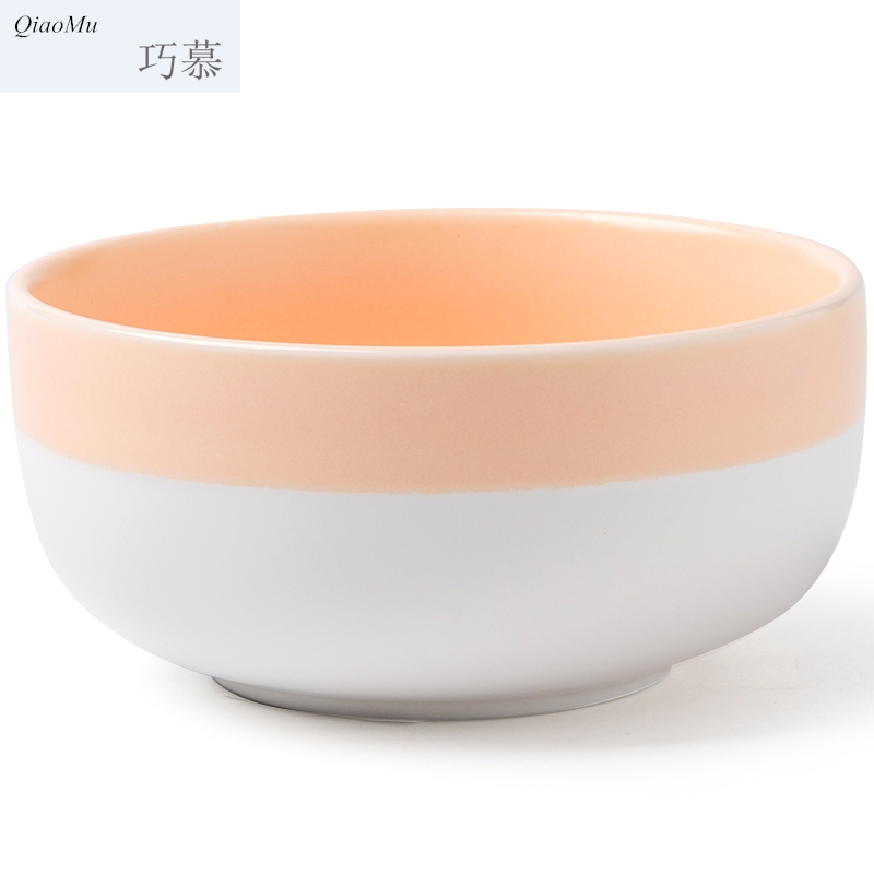 Qiam qiao mu eat bowl Korean lovely simple color matching new ceramic bowl bowl rice bowls fashion tableware