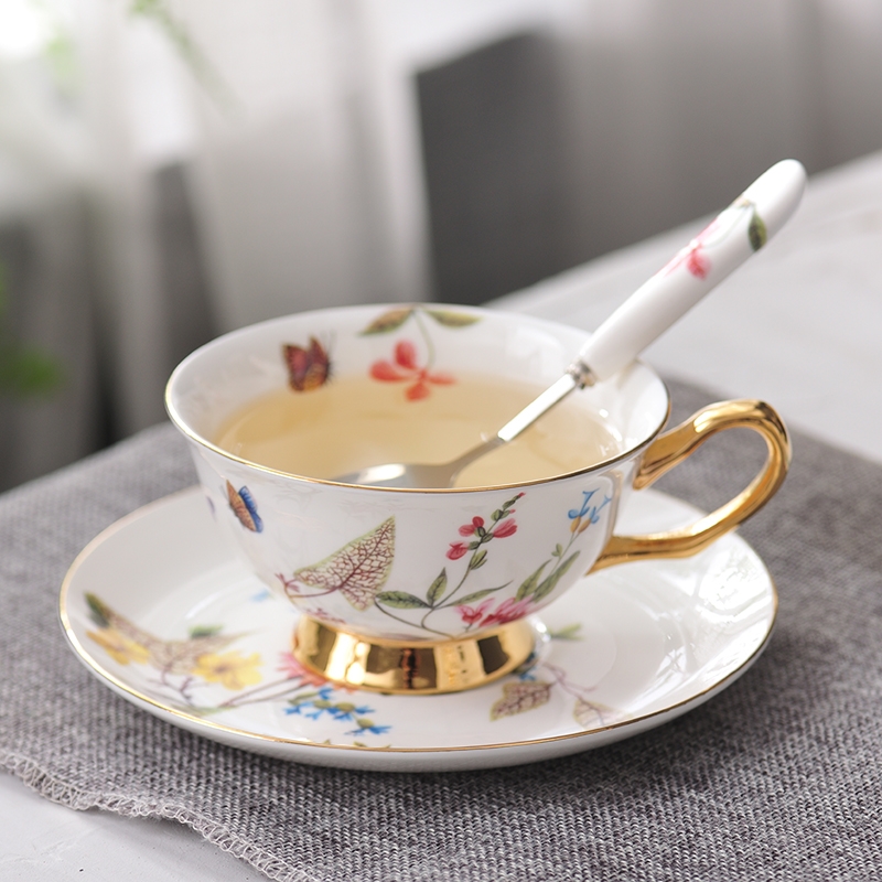 Qiao mu coffee cup suit small European - style key-2 luxury creative red ceramic tea cup English afternoon tea tea cups